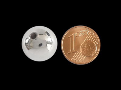 runde Metallperlen 14mm silberfarbig mit Größenvergleich