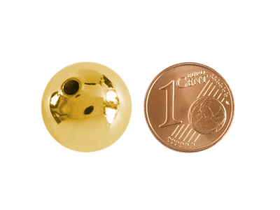 runde Metallperlen 16mm goldfarbig mit Größenvergleich