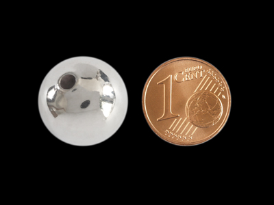 runde Metallperlen 16mm silberfarbig mit Größenvergleich