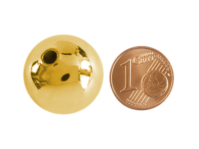 runde Metallperlen 20mm goldfarbig mit Größenvergleich