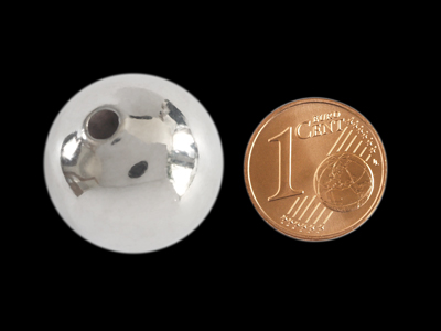 runde Metallperlen 20mm silberfarbig mit Größenvergleich