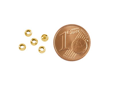 runde Metallperlen 3mm goldfarbig mit Größenvergleich