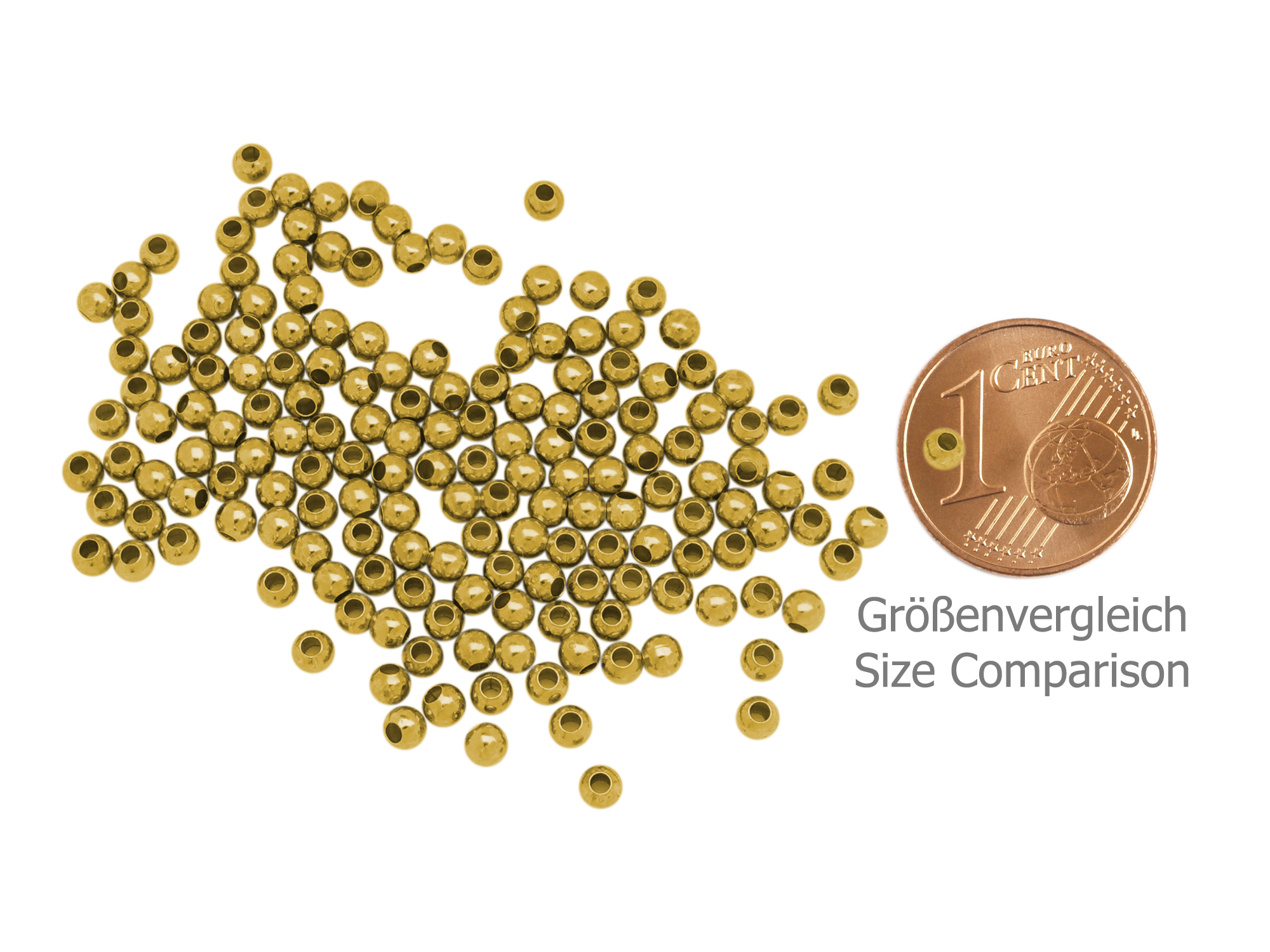runde goldene Metallperlen, Metallzwischenteile 3mm zum Schm