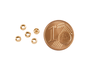 runde Metallperlen 3mm rosegoldfarbig mit Größenvergleich