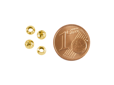 runde Metallperlen 4mm goldfarbig mit Größenvergleich