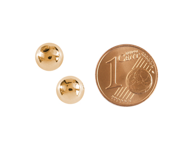 runde Metallperlen 8mm rosegoldfarbig mit Größenvergleich