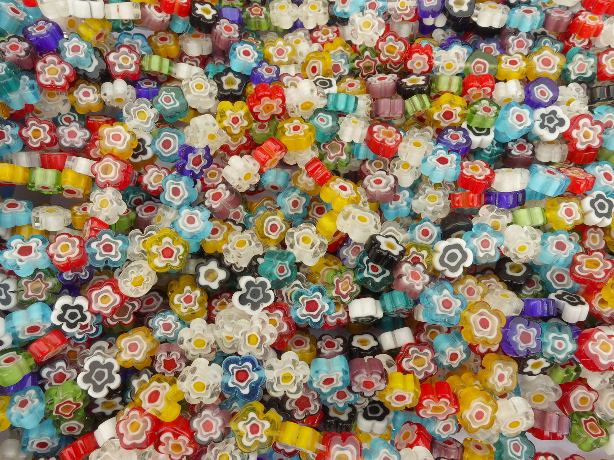 bunte Millefiori Glasperlen Blumen