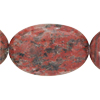 1 Strang (~39cm) rote Granitperlen, oval ~19x29mm