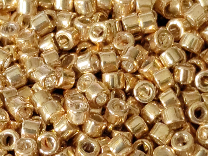 golden Miyuki Delica Beads size 11/0 color DB411 - close up