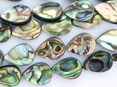 echte schwarze Abalone Muschelperlen tropfenförmig - Nahaufn