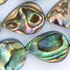 1 Strang (~39,5cm) echter Abalone Muschelperlen, flache Tropfen ~13x9x3mm
