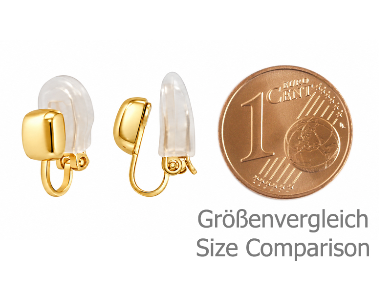 goldene Ohrclips - Rohlinge zum Schmuckmachen - Größenvergle