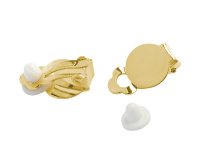 goldene Ohrclips mit einer 10mm Klebefläche zum Schmuckmachen