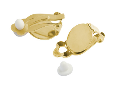 goldene Ohrclips mit einer 12mm Klebefläche zum Schmuckmachen