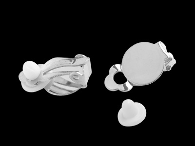 silberne Ohrclips mit einer 10mm Klebefläche zum Schmuckmachen