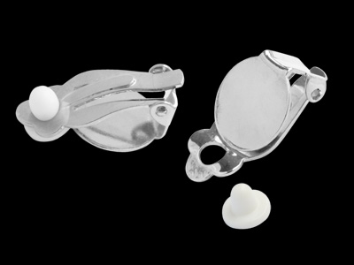 silberne Ohrclips mit einer 12mm Klebefläche zum Schmuckmachen