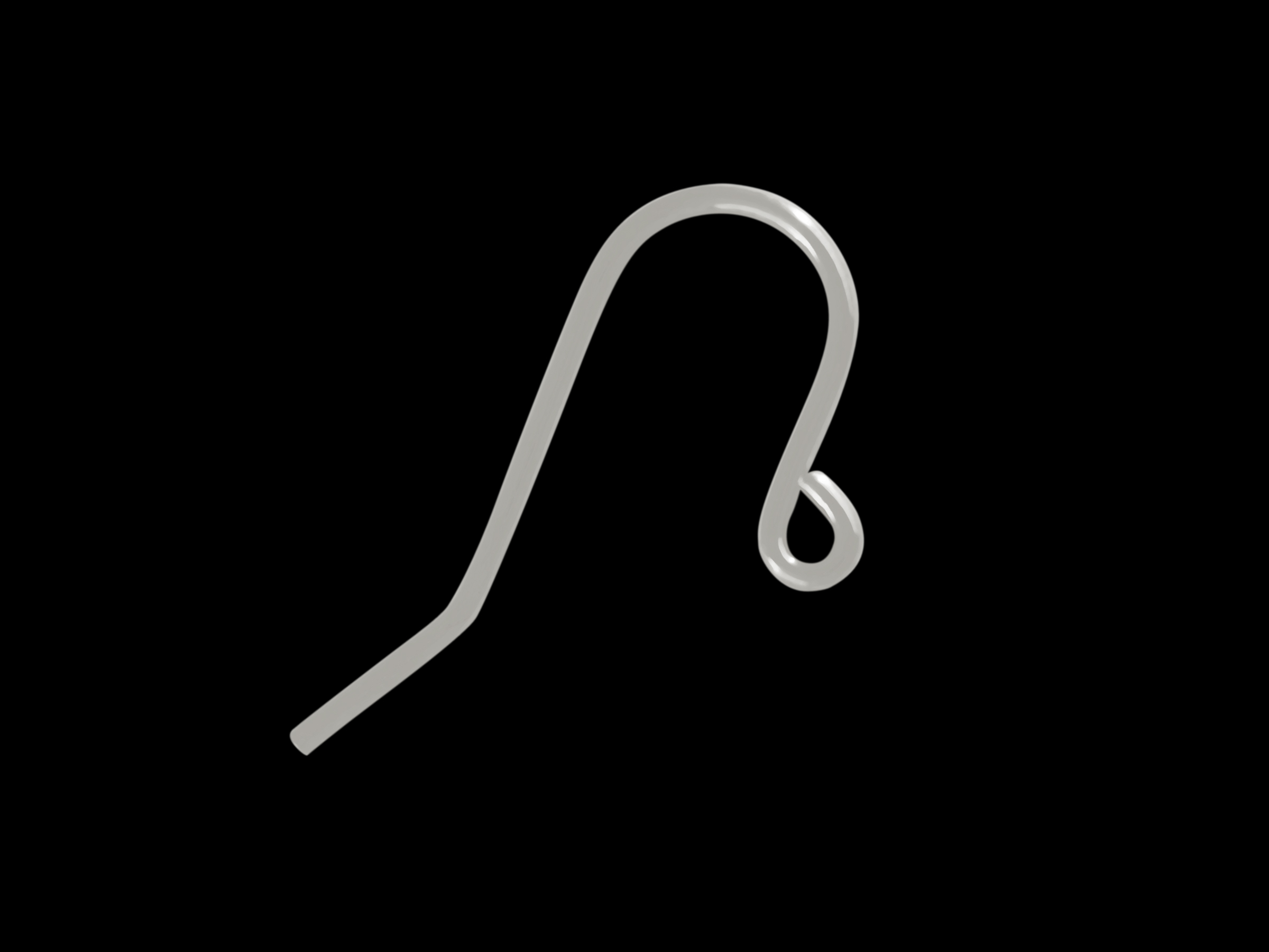 simple, small, rhodium-plated ear hooks, earrings made of re