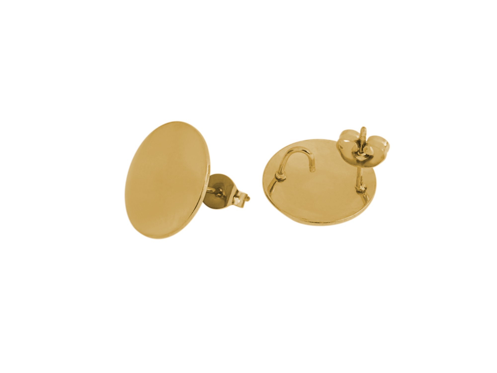 goldene Ohrstecker aus Edelstahl mit einer gewölbten Scheibe