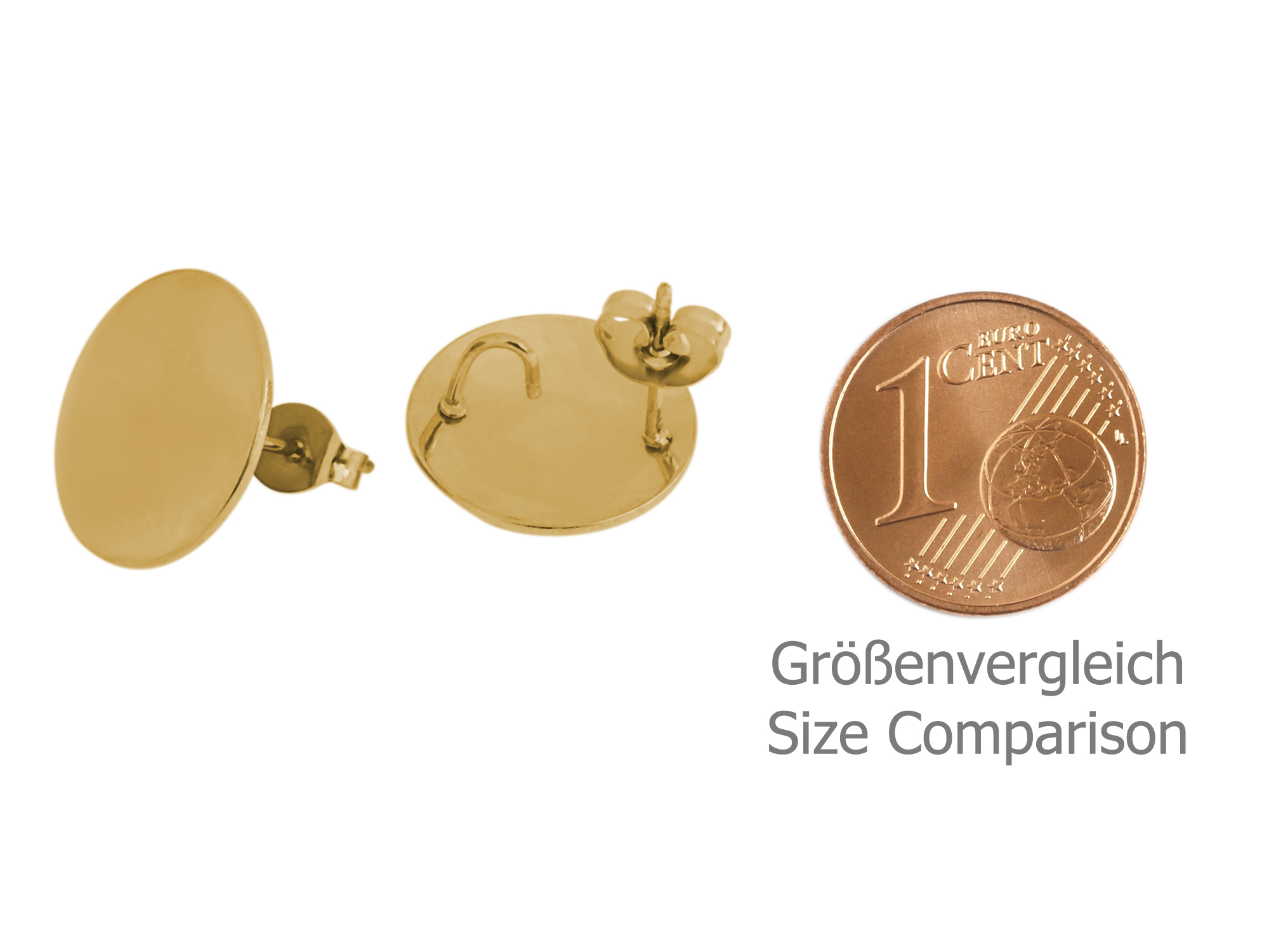 ornamentale, goldene Ohrstecker aus dünnem Edelstahl - Größe
