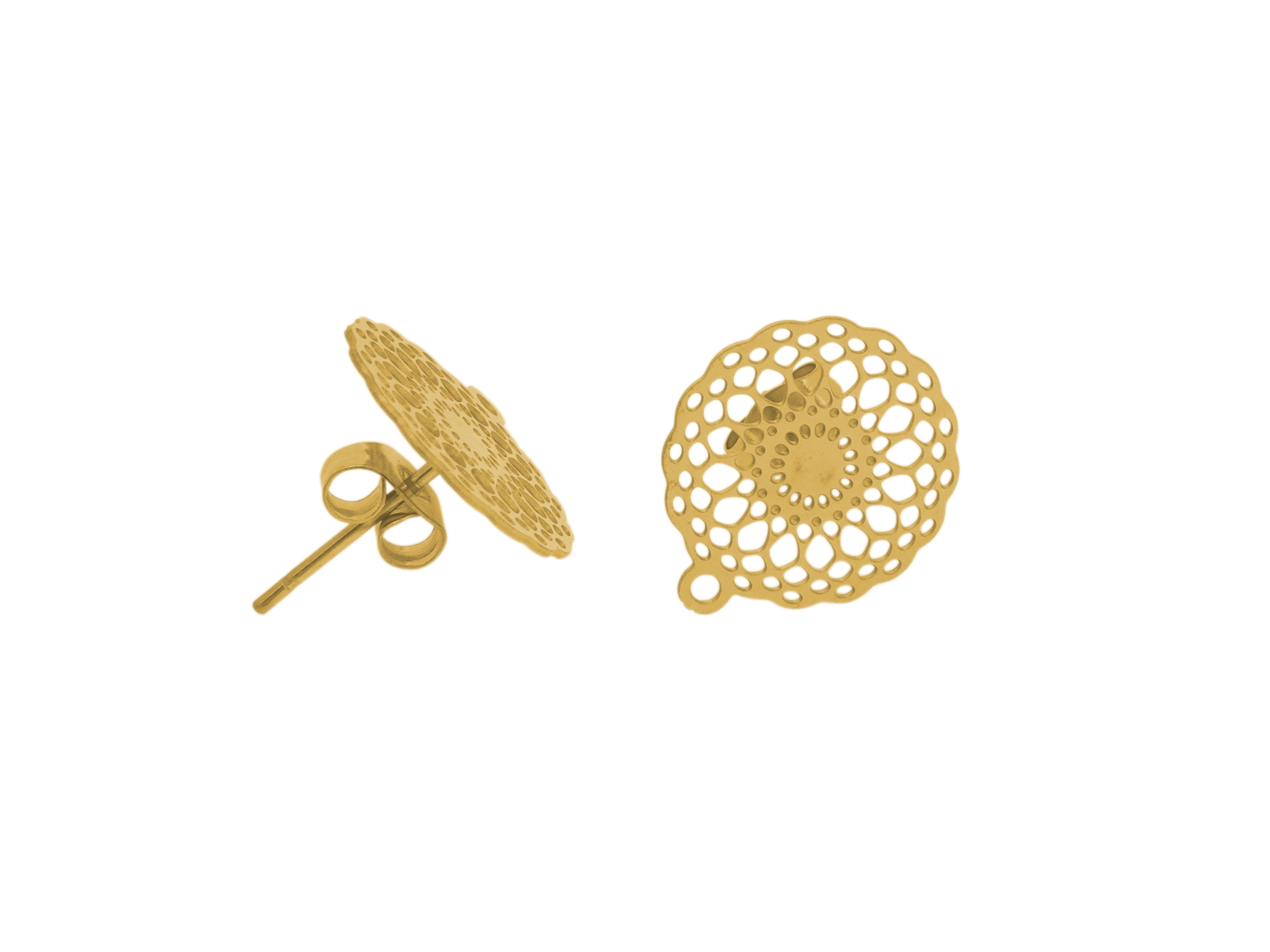 ornamentale, goldene Ohrstecker aus dünnem Edelstahl zum Sch