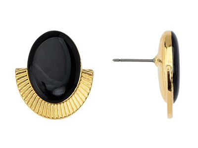 Ohrstecker AMALFI, gewölbtes Oval, gold - schwarz