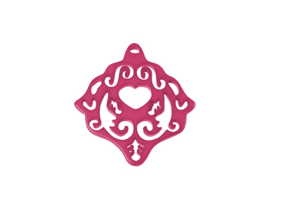 große Fuchsia vegane Ornament Ohrringe hängend lang für Dame