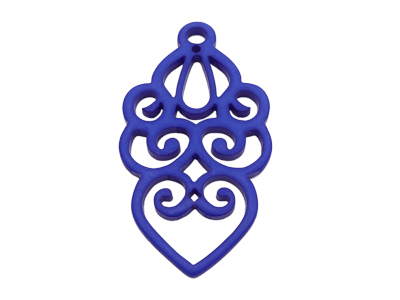 große blaue, matte Ornament Ohrringe hängend lang für Damen