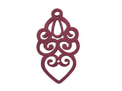 große bordeaux vegane Ornament Ohrringe hängend lang für Dam