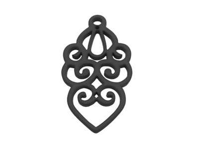 große schwarze matte Ornament Ohrringe hängend lang für Dame