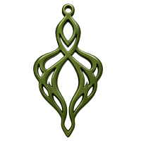 Ornament für Ohrringe, Model Eternelle 43x22mm, Moosgrün