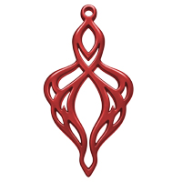 Ornament für Ohrringe, Model Eternelle 43x22mm, Sangria
