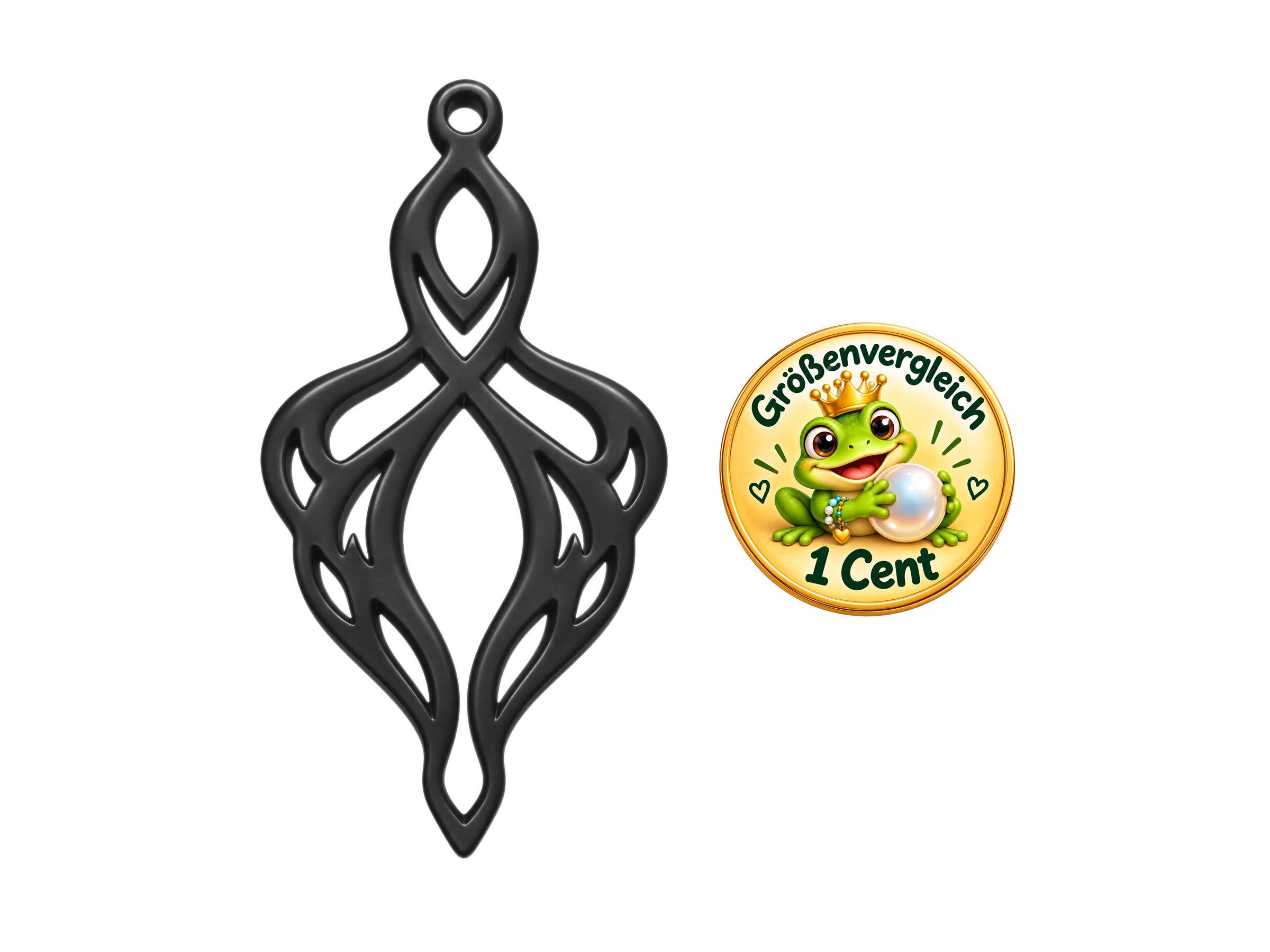 schwarze Ornamente zum Ohrringe machen - Größenvergleich
