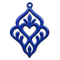Ornament für Ohrringe, Model Mon Amour 39x27mm, Dunkelblau