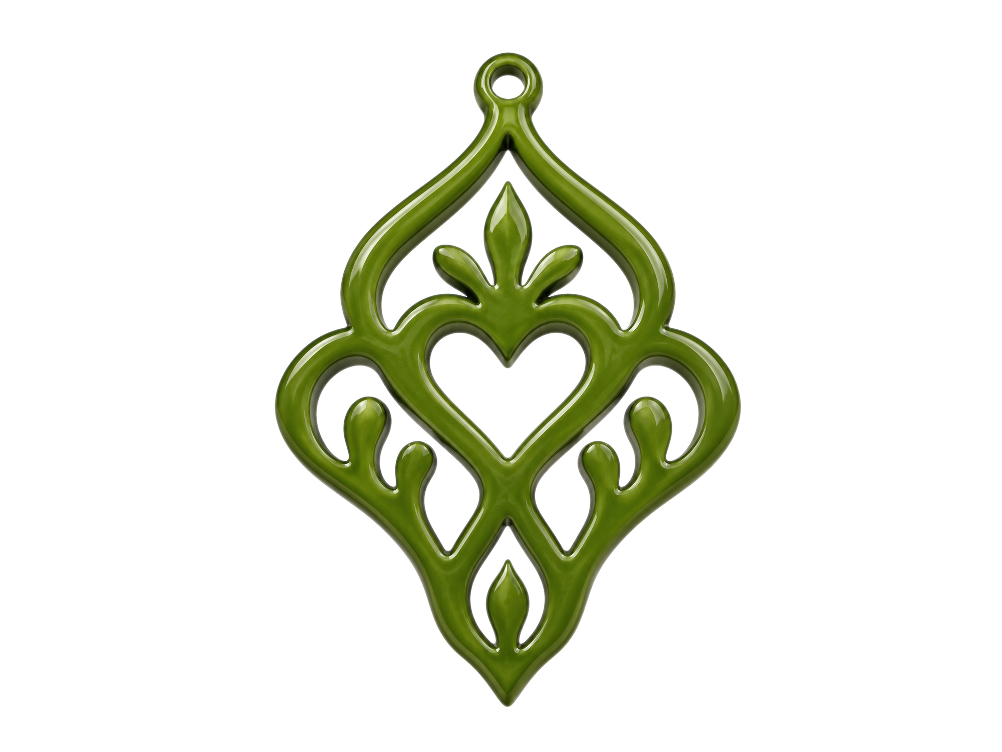 dunkelgrüne Ornamente zum Ohrringe machen