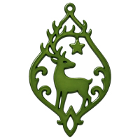 Ornament für Ohrringe, Model Wintermärchen 59x35mm, Lodengrün