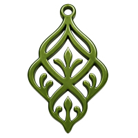 Ornament für Ohrringe, Model Fiorella 38x25mm, Moosgrün