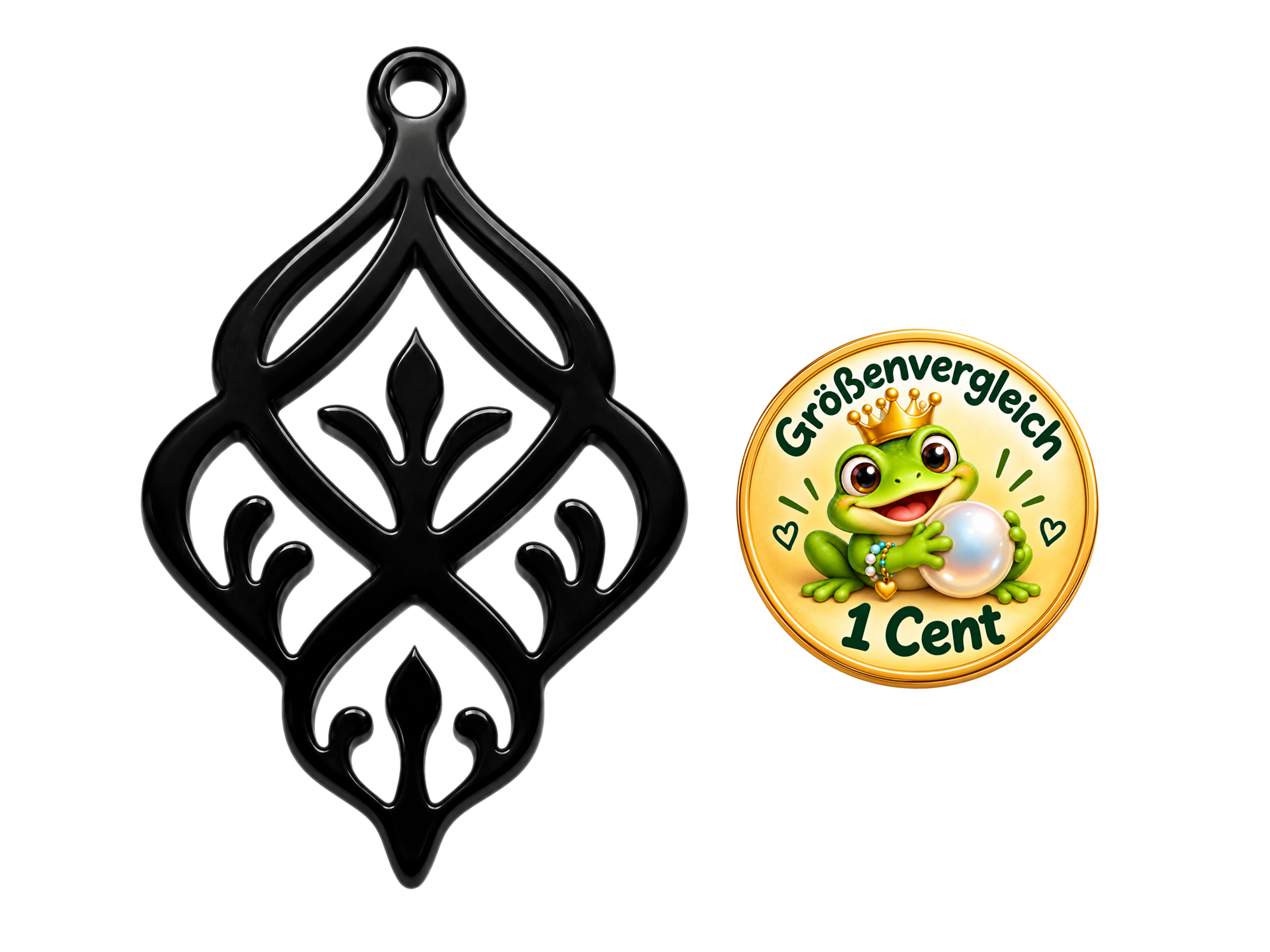 schwarze Ornamente zum Ohrringe machen - Größenvergleich