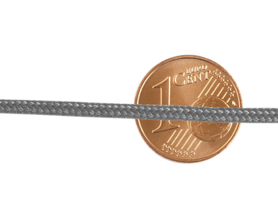 Paracordband 2,5mm grau mit Größenvergleich