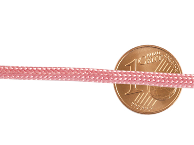 Paracordband 4mm Rosa mit Größenvergleich