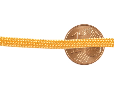 Paracordband 4mm Ockergelb mit Größenvergleich