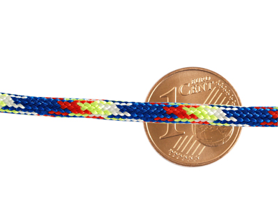 Paracordband 4mm mehrfarbig mit Größenvergleich