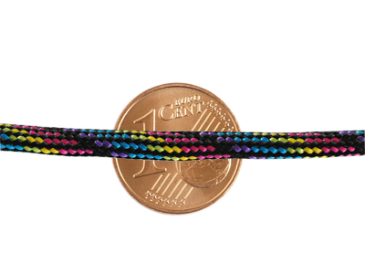 Paracordband 4mm mehrfarbig mit Größenvergleich