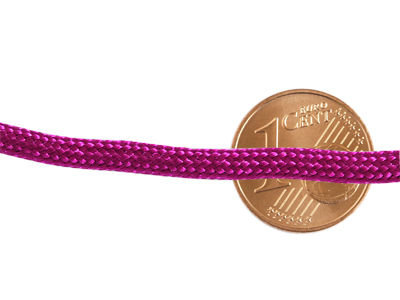 Paracordband 4mm Fuchsia mit Größenvergleich
