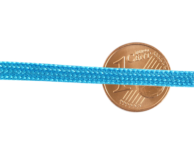Paracordband 4mm Türkisblau mit Größenvergleich