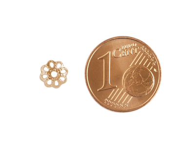 Rosegold Perlenkappen 6mm mit Größenvergleich