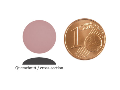 matte runde Cabochones 12mm, Antique-Pink, Bild 2 mit Größenvergleich