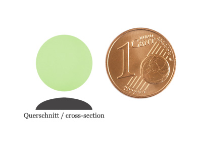 matte runde Cabochones 12mm, Chrysolite, Bild 2 mit Größenvergleich
