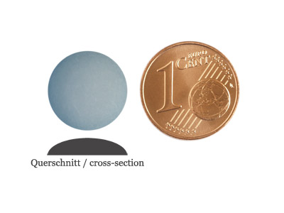 matte runde Cabochones 12mm, Denim-Blue, Bild 2 mit Größenvergleich