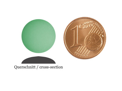 matte runde Cabochones 12mm, Erinite, Bild 2 mit Größenvergleich