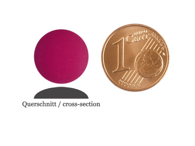 matte runde Cabochones 12mm, Fuchsia, Bild 2 mit Größenvergleich
